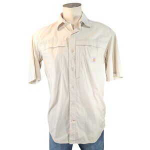 Carhartt Force Med Beige Relaxed Fit Lightweight Short Sleeve Button Front Shirt